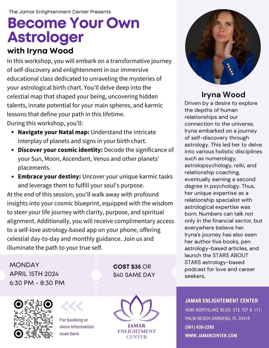 BECOME YOUR OWN ASTROLOGER delivered by professional astrologer and relationship specialist Iryna Wood